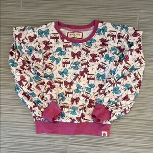 Cheeky Plum Snowman and Bow Kids Sweatshirt - Pink and Blue